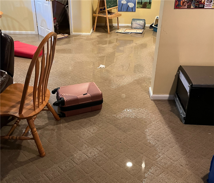 flooded basement with carpet