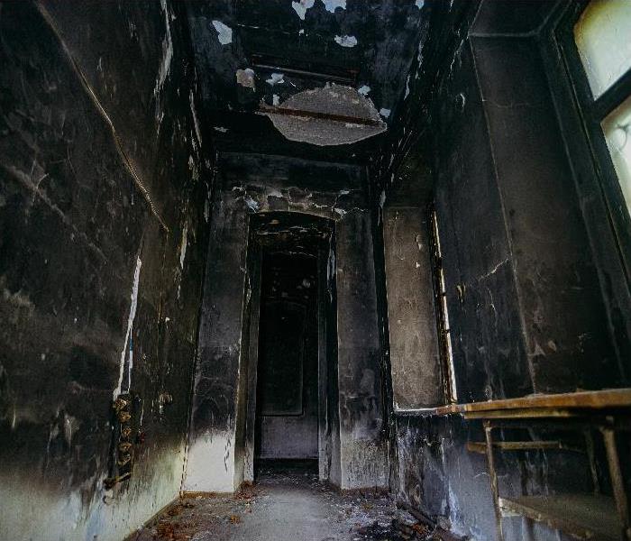 Burnt mansion interior after fire