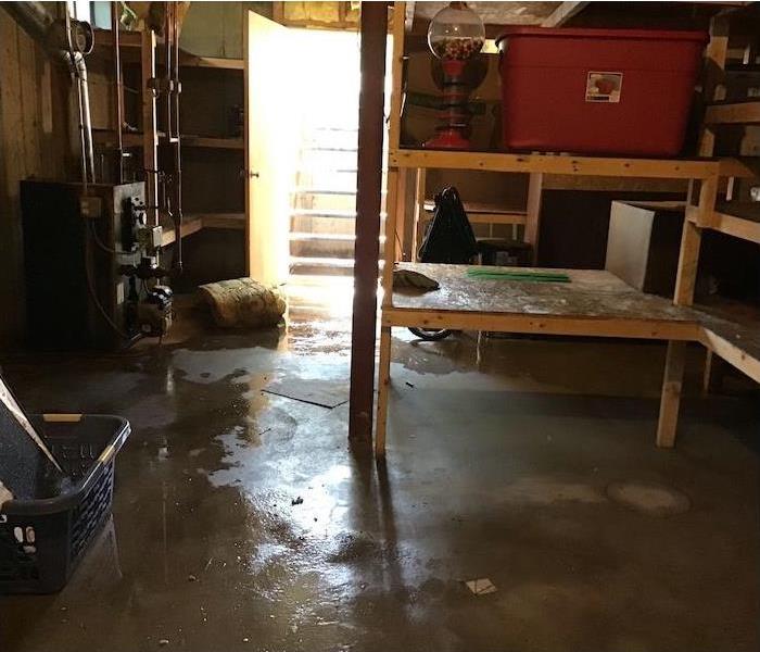 water damage on a concrete floor